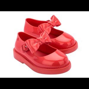 Mini Melissa Baby Girls Blair Mary Jane Shoes Red Ribbon Toddler 8 New in Box